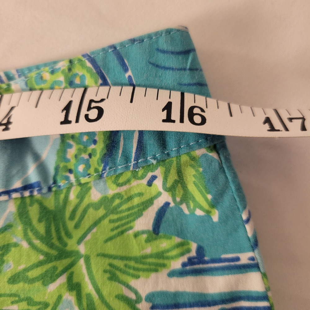 Lilly Pulitzer Pants Womens 10 Blue Green Poolside Palm Tree Crop Straight Leg - Picture 7 of 15